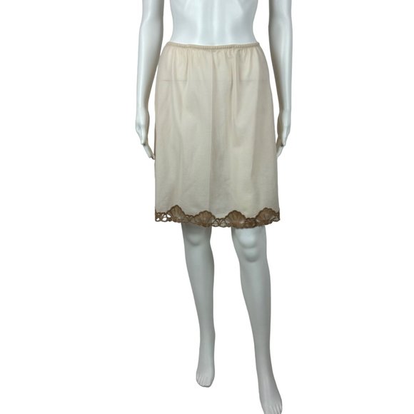 Vintage 60s Half Slip Women's Large Cream Brown Inset Lace Emilio Pucci For Form - Picture 1 of 10